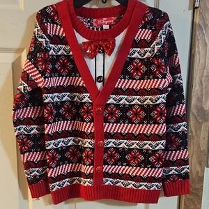 33 DEGREES YOUTH HOLIDAY SWEATER: RED/BLACK: NEW WITH TAGS: SIZE M (10/12)